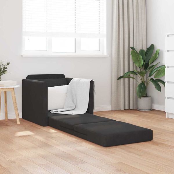 vidaXL Sofa Bed Black 29.13 x 30.31 x 31.89 in Velvet