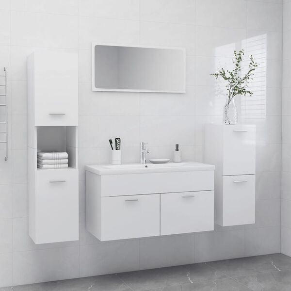 vidaXL Bathroom Furniture Set High gloss white Engineered wood, acrylic
