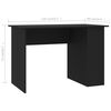 vidaXL Desk Black Engineered Wood 43.3x23.6x28.7 in Desk Rectangular