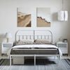 vidaXL Bed Frame White Powder-coated steel Queen Bed Frame Rectangular