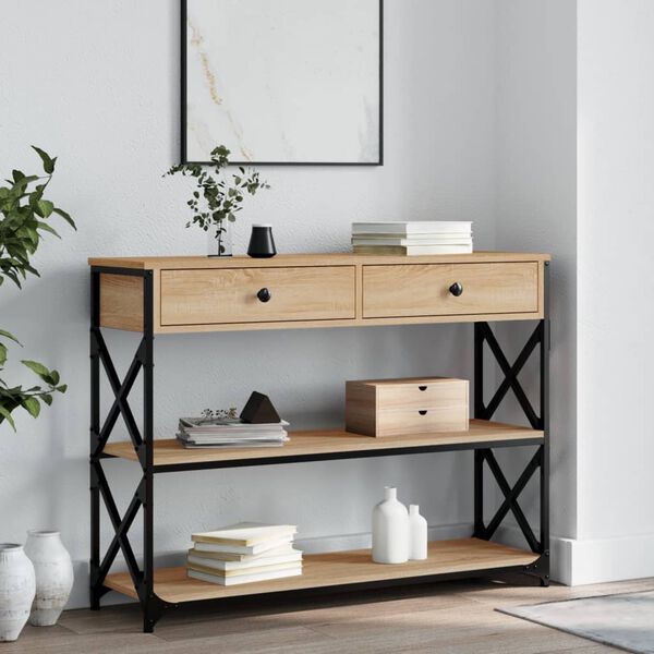 vidaXL Console Table Sonoma Oak Engineered Wood Narrow Adjustable Feet