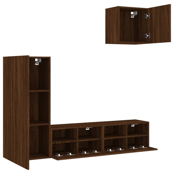 vidaXL TV Wall Unit Brown Oak Engineered Wood Medium TV Wall Unit