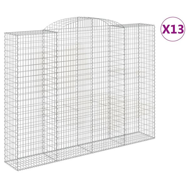 vidaXL Arched Gabion Baskets 13 pcs 118.1x19.7x220/240" Galvanised Iron