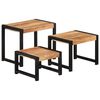 vidaXL Side Table Set of 3 Wood and black