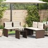 vidaXL 4 Piece Patio Sofa Set with Cushions Brown Poly Rattan