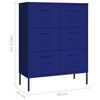 vidaXL Drawer Cabinet Navy Blue Steel Medium Ball-Bearing