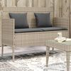 vidaXL Garden Bench Light Grey PE rattan, Powder-coated steel Medium