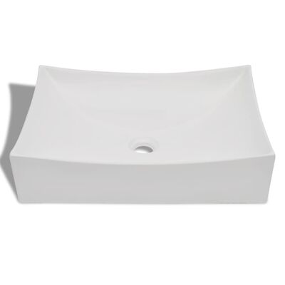 vidaXL Bathroom Basin with Faucet Hole Ceramic 25.8"x15.4" White