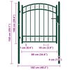 vidaXL Fence Gate with Arched Top Steel 39.4x33.9" Green