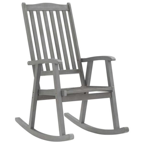 vidaXL Wooden Rocking Chair Grey with cream cushion