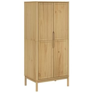 vidaXL Wardrobe Wax brown Solid pine wood 30.3x20.9x67.3 in Wardrobe