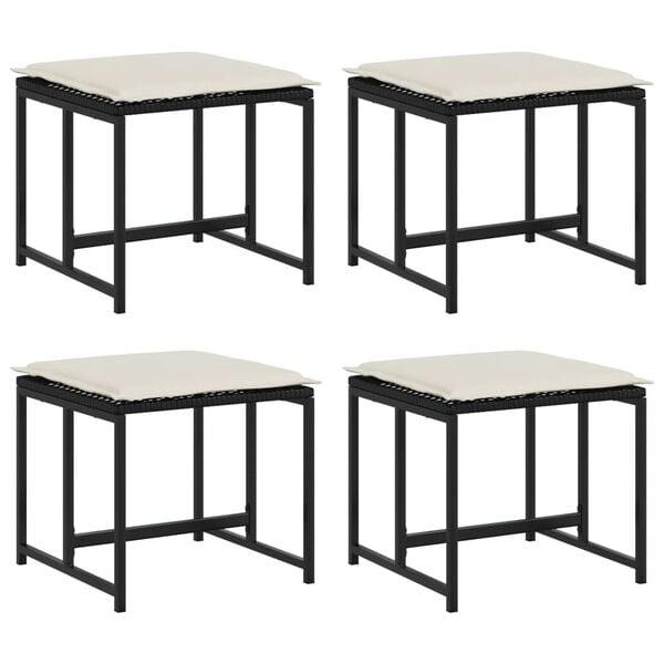 vidaXL Garden Stool Set of 4 Black