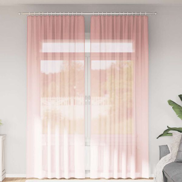 vidaXL Voile Curtains with Loops 2 pcs Pink 55.1x102.4"