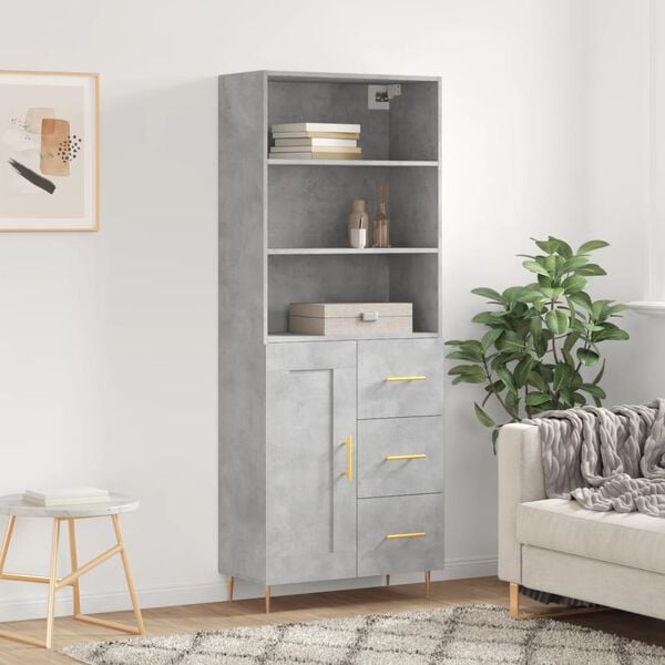 vidaXL Highboard Concrete grey Engineered wood, metal One Size Highboard