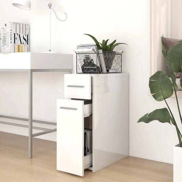 vidaXL Apothecary Cabinet High gloss white Engineered wood Compact