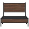 vidaXL Bed Frame Brown Oak Steel Twin Bed Frame Rectangular Modern