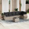vidaXL Garden Sofa Set Light Grey PE Rattan Large Adjustable Feet