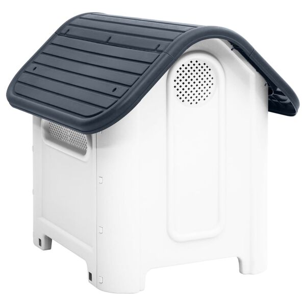 vidaXL Dog House Grey and White Polypropylene 23.2 x 29.5 x 26.0 in