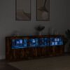 vidaXL Sideboard with LED Lights Smoked Oak 79.5"x14.6"x26.4"