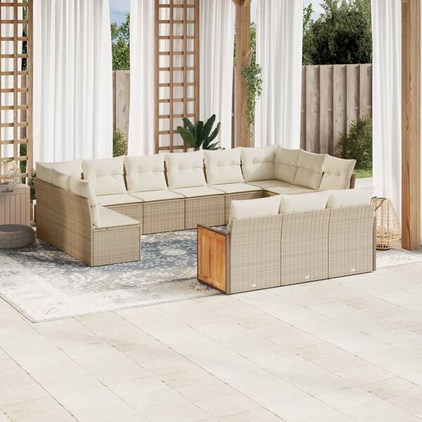 vidaXL Garden Sofa Set Beige, Cream white