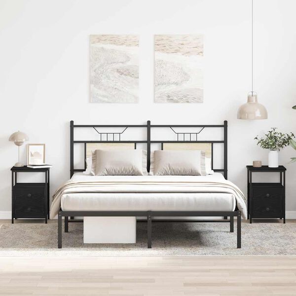 vidaXL Bedside Cabinets 2 pcs Black Oak 13.4"x 14"x 19.7" Engineered Wood