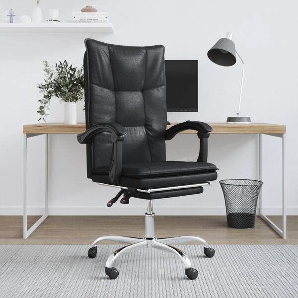 vidaXL Reclining Office Chair Black Faux leather, Metal, Plywood Standard