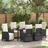vidaXL Garden Dining Set with Cushion 7 pcs Black Poly Rattan