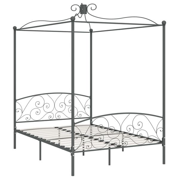 vidaXL Bed Frame Grey Metal Full Appealing Design Bed Frame