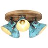 vidaXL Ceiling Lamp Distressed Blue Iron and Solid Mango Wood Medium