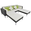 vidaXL Garden Sofa Black Steel frame, PE rattan, Tempered glass Medium