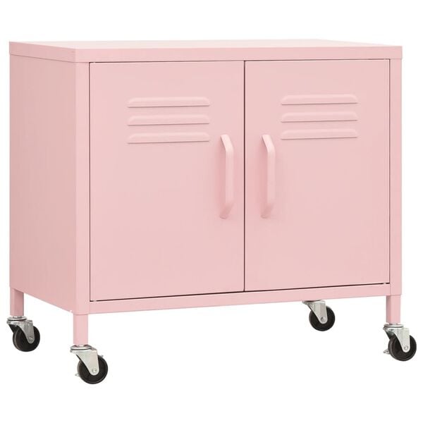 vidaXL Storage Cabinet Pink Steel Compact Storage Cabinet Rectangular