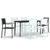 vidaXL 7 Piece Patio Dining Set Black and White