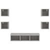 vidaXL TV Wall Unit Set of 7 Grey Sonoma Engineered wood, glass Large