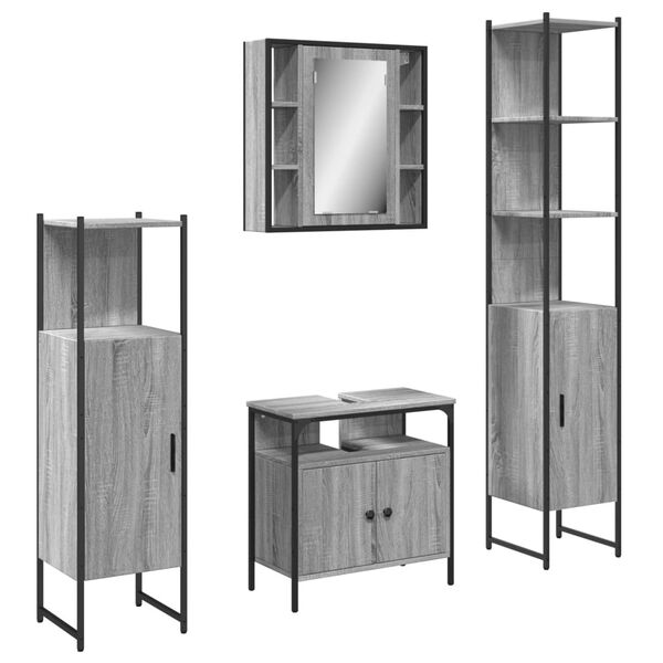 vidaXL Bathroom Cabinet Set Grey sonoma