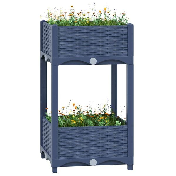 vidaXL Raised Bed Blue grey Polypropylene 15.7 in x 15.7 in x 28.0 in