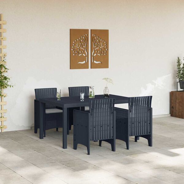 vidaXL Garden Dining Set 5 pcs Anthracite Polt rattan