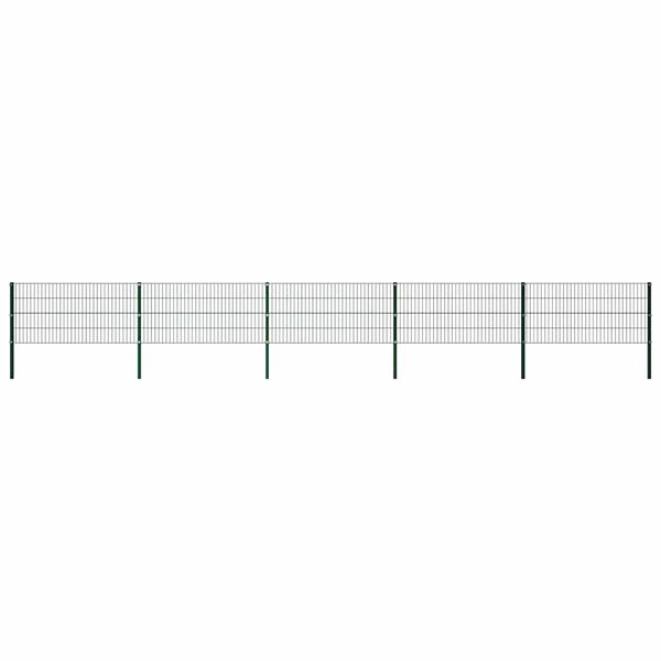 vidaXL Fence Panel with Posts Iron 341.3"x31.5" Green