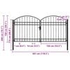 vidaXL Fence Gate Double Door with Arched Top Steel 118.1x59.1" Black