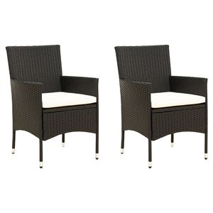 vidaXL Garden Chair Set of 2 Black and Cream White