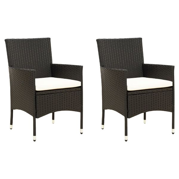 vidaXL Garden Chair Set of 2 Black and Cream White