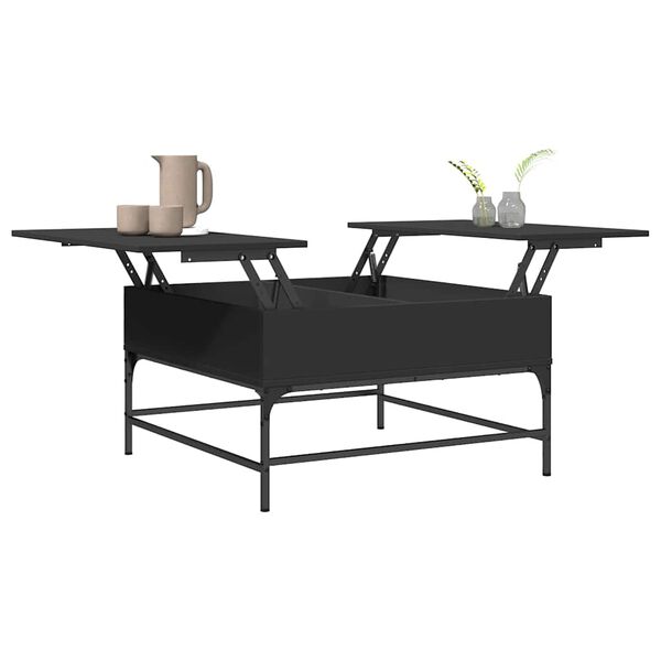 vidaXL Coffee Table Black Engineered wood, metal 31.5 x 31.5 x 17.7 in