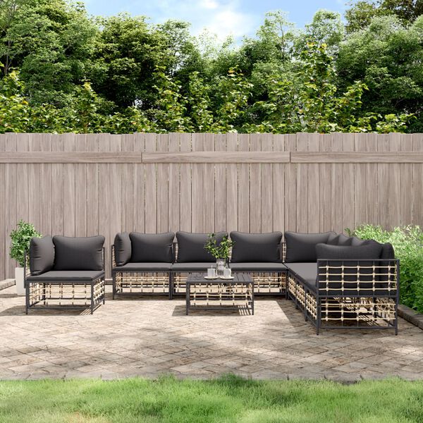 vidaXL Garden Lounge Set Set of 9 Anthracite