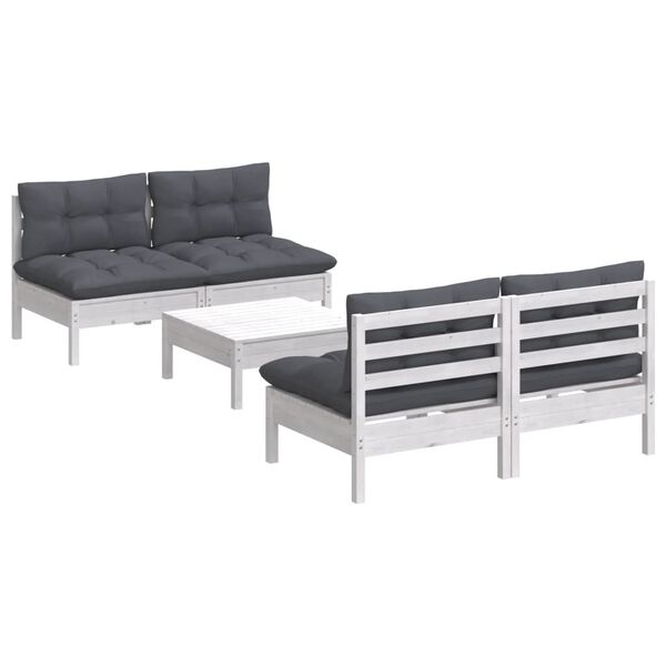 vidaXL Garden Lounge Set White, Anthracite