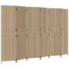 vidaXL Room Divider 6 Panels Beige Poly Rattan