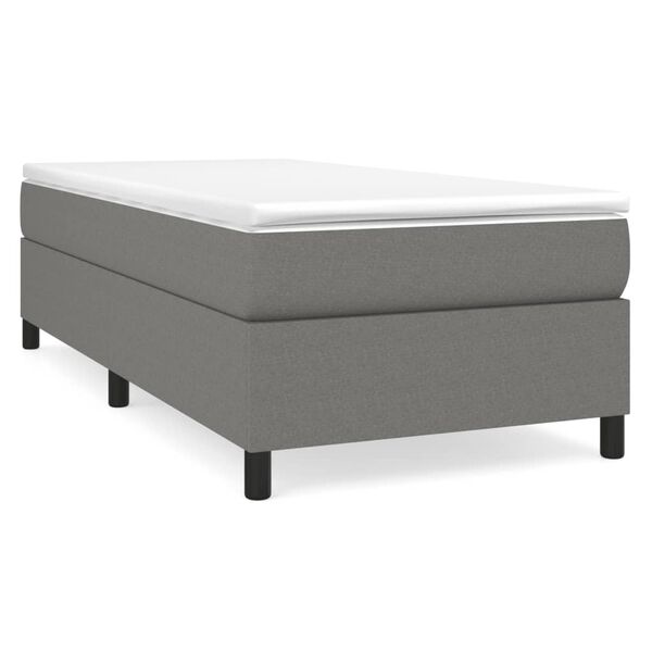 vidaXL Bed Frame Dark Gray Polyester, Plywood, Engineered wood Twin