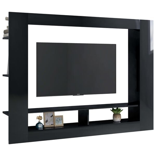 vidaXL TV Cabinet High gloss black Engineered wood Large TV Cabinet