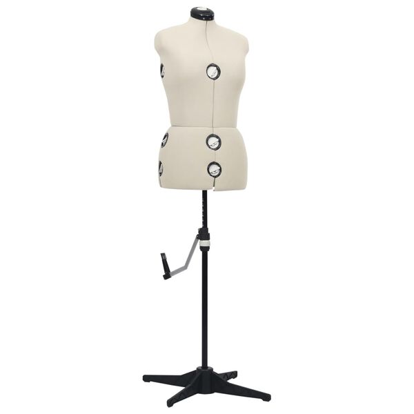 vidaXL Dress Form Cream and black Polyester, ABS M Height-Adjustable