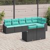 vidaXL Garden Sofa Set 8 pcs Black and Turquoise Poly Rattan