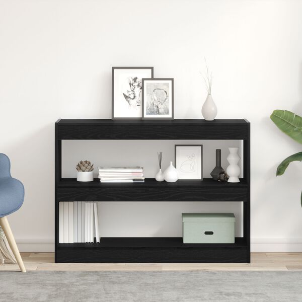 vidaXL Bookcase Black Oak 39.37 x 11.81 x 28.35 in Engineered Wood