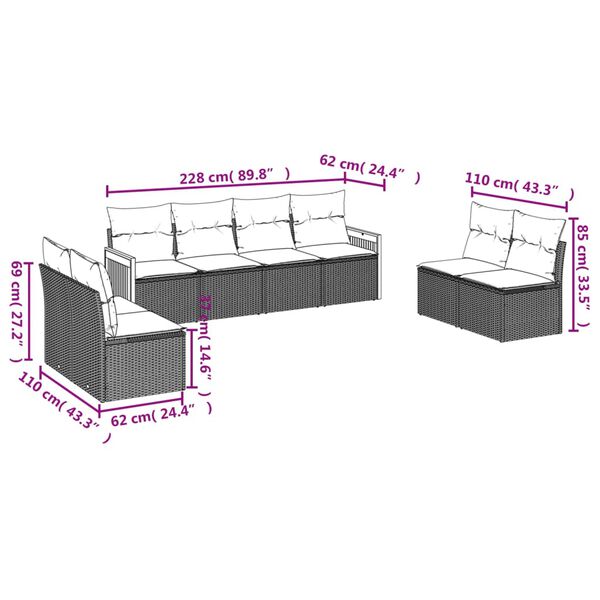 vidaXL Garden Sofa Set Black